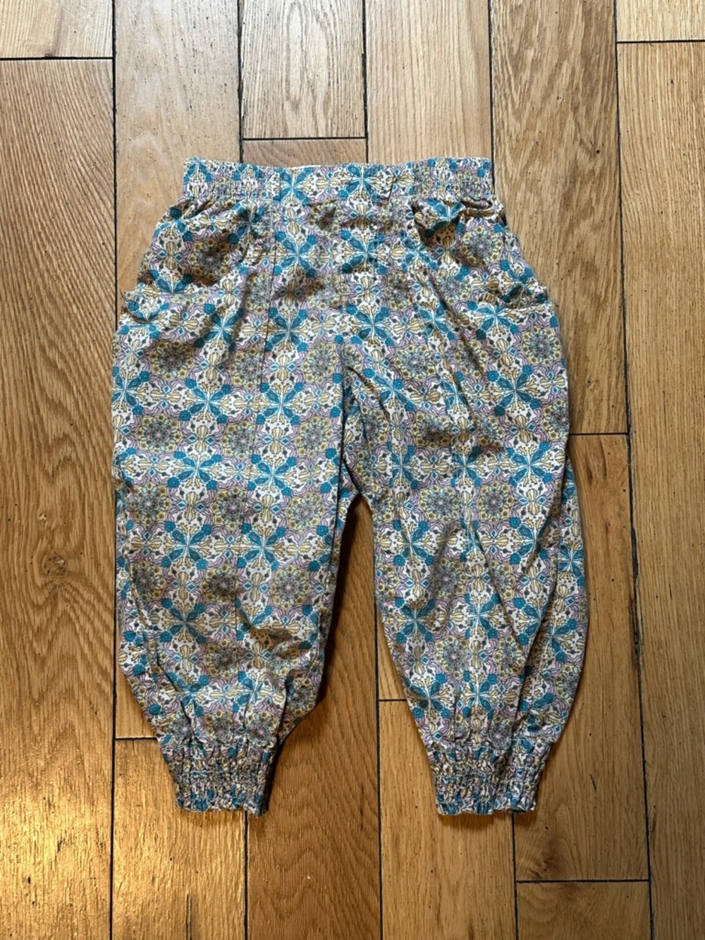 Tea Collection Teal, Pink and Cream Floral Harem Pants